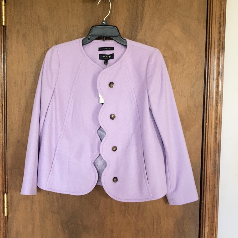 Talbots scalloped edge lined jacket 80% wool fabric made in Italy 2P - Picture 6 of 17